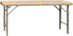 Little Giant - 72 Wide x 30" Deep x 30" High, Butcher Block Heavy-Duty Folding Leg Table - Adjustable Height Legs, Gray - USA Tool & Supply