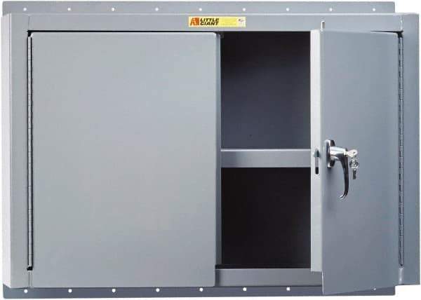Little Giant - 2 Shelf Wall Storage Cabinet - Steel, 36" Wide x 10" Deep x 24" High, Gray - USA Tool & Supply
