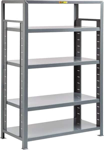 Little Giant - 5 Shelf Starter Open Steel Shelving - 7,500 Lb Capacity, 32" Wide x 72" High x 18" Deep, Gray - USA Tool & Supply