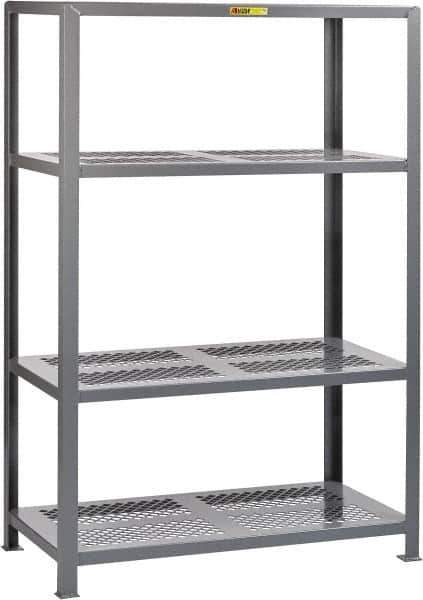 Little Giant - 4 Shelf Starter Open Steel Shelving - 6,000 Lb Capacity, 32" Wide x 72" High x 18" Deep, Gray - USA Tool & Supply