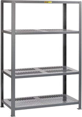 Little Giant - 4 Shelf Starter Open Steel Shelving - 6,000 Lb Capacity, 32" Wide x 72" High x 18" Deep, Gray - USA Tool & Supply