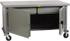 Little Giant - 3,600 Lb Capacity, 2 Shelf, 2 Drawer, 2 Door Mobile Heavy-Duty Workbench Cabinet - 72" Wide x 36" Deep x 37-1/2" High, Steel, Gray - USA Tool & Supply