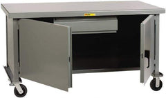 Little Giant - 3,600 Lb Capacity, 2 Shelf, 1 Drawer, 2 Door Mobile Heavy-Duty Workbench Cabinet - 60" Wide x 30" Deep x 37-1/2" High, Steel, Gray - USA Tool & Supply