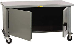 Little Giant - 3,600 Lb Capacity, 2 Shelf, 2 Door Mobile Heavy-Duty Workbench Cabinet - 48" Wide x 30" Deep x 37-1/2" High, Steel, Gray - USA Tool & Supply