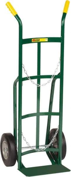 Little Giant - 800 Lb Capacity 47" OAH Cylinder Hand Truck - 8 x 14" Base Plate, Dual Handle, Steel, Flat-Free Microcellular Foam Wheels - USA Tool & Supply