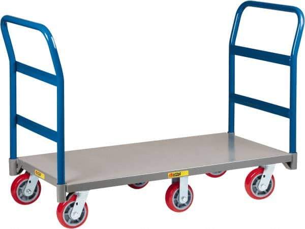 Little Giant - 3,600 Lb Capacity Steel 6-Wheeled Platform Truck - Steel Deck, 30" OAW, 48" Platform Length x 9" Platform Height, Polyurethane Casters - USA Tool & Supply