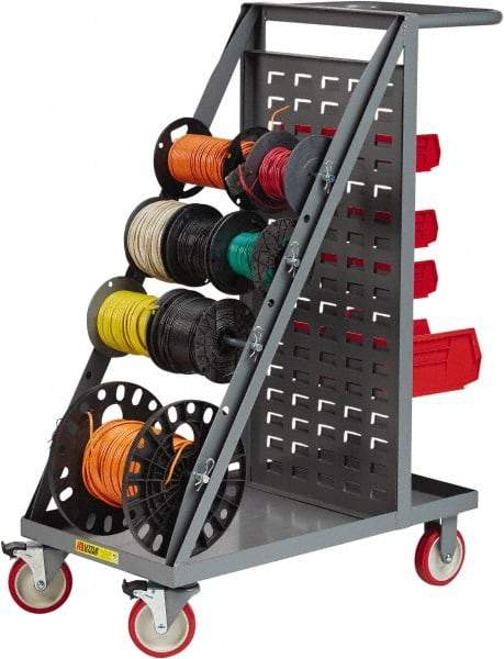 Little Giant - 600 Lb Capacity, 18" Wide x 32" Long x 46-1/4" High Wire Spool Cart - 1 Shelf, Steel, Polyurethane Casters - USA Tool & Supply