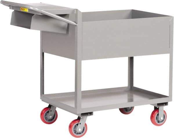 Little Giant - 3,600 Lb Capacity, 24" Wide x 52" Long x 41" High Deep Shelf Cart - 2 Shelf, Steel, Polyurethane Casters - USA Tool & Supply