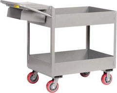 Little Giant - 3,600 Lb Capacity, 18" Wide x 46" Long x 41" High Deep Shelf Cart - 2 Shelf, Steel, Polyurethane Casters - USA Tool & Supply