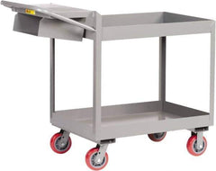 Little Giant - 3,600 Lb Capacity, 24" Wide x 64" Long x 41" High Deep Shelf Cart - 2 Shelf, Steel, Polyurethane Casters - USA Tool & Supply