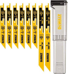 DeWALT - 8 Pieces, 6" to 9" Long x 0.04" Thickness, Bi-Metal Reciprocating Saw Blade Set - Straight Profile, 10-14 to 18 Teeth, Toothed Edge - USA Tool & Supply