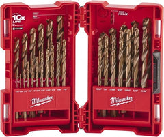 Milwaukee Tool - 1/16 to 1/2", 135° Point, Bright Finish, Cobalt Maintenance Length Drill Bit Set - USA Tool & Supply