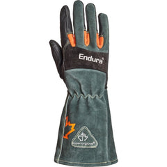 Heat resistant, touch sensitive gloves for precise welding with an extended gaunlet cuff for extra protection