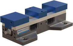 Jergens - 4" Jaw Width, 14.4" Max Jaw Opening, Manual Self Centering Vise - 7,200 Max Operating psi, 2.2" Stroke Length, 16" OAL x 6" OAW x 4" OAH - USA Tool & Supply