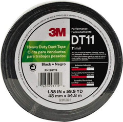 3M - 2" x 54.8m Silver Duct Tape - 11 mil, Rubber Adhesive, Polyethylene Film Backing, Series DT11 - USA Tool & Supply
