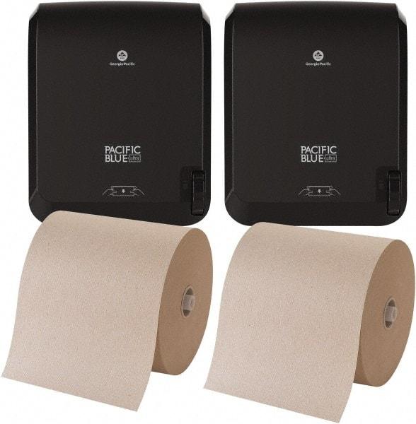 Georgia Pacific - Hard Roll of 1 Ply Brown Paper Towels - 7-7/8" Wide, 1,150' Roll Length, (2) 13 x 9 x 16 Mechanical Dispenser - USA Tool & Supply