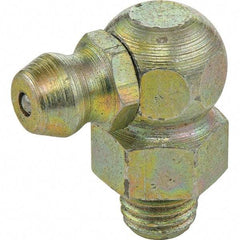 Umeta - 90° Head Angle, M6x1.0 Metric Steel Standard Grease Fitting - 9mm Hex, 18mm Overall Height, 5.5mm Shank Length - USA Tool & Supply