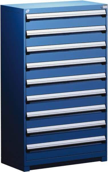 Rousseau Metal - 9 Drawer, Modular Storage Cabinet - Steel, 48" Wide x 27" Deep x 60" High, Avalanche Blue - USA Tool & Supply