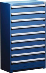 Rousseau Metal - 9 Drawer, Modular Storage Cabinet - Steel, 48" Wide x 27" Deep x 60" High, Avalanche Blue - USA Tool & Supply