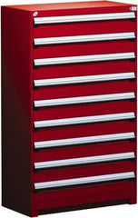 Rousseau Metal - 9 Drawer, Modular Storage Cabinet - Steel, 48" Wide x 24" Deep x 60" High, Flame Red - USA Tool & Supply