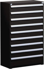 Rousseau Metal - 9 Drawer, Modular Storage Cabinet - Steel, 48" Wide x 24" Deep x 60" High, Black - USA Tool & Supply