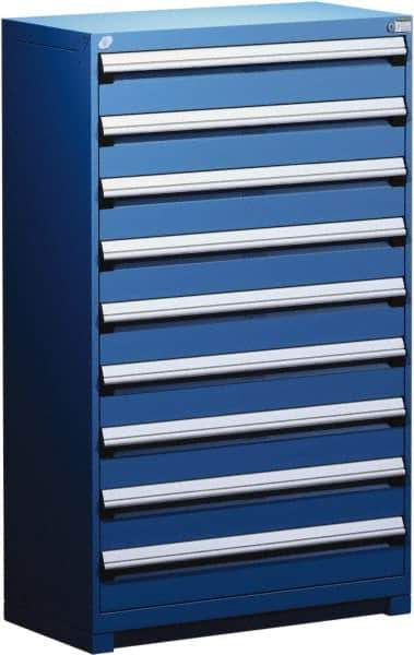 Rousseau Metal - 9 Drawer, Modular Storage Cabinet - Steel, 48" Wide x 24" Deep x 60" High, Avalanche Blue - USA Tool & Supply