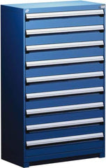 Rousseau Metal - 9 Drawer, Modular Storage Cabinet - Steel, 48" Wide x 24" Deep x 60" High, Avalanche Blue - USA Tool & Supply