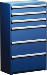 Rousseau Metal - 6 Drawer, Modular Storage Cabinet - Steel, 48" Wide x 27" Deep x 60" High, Avalanche Blue - USA Tool & Supply