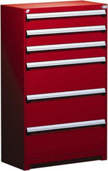 Rousseau Metal - 6 Drawer, Modular Storage Cabinet - Steel, 48" Wide x 24" Deep x 60" High, Flame Red - USA Tool & Supply