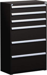 Rousseau Metal - 6 Drawer, Modular Storage Cabinet - Steel, 48" Wide x 24" Deep x 60" High, Black - USA Tool & Supply