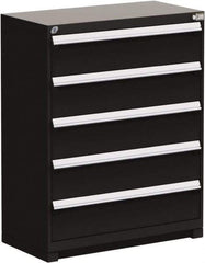 Rousseau Metal - 5 Drawer, Modular Storage Cabinet - Steel, 48" Wide x 24" Deep x 46" High, Black - USA Tool & Supply