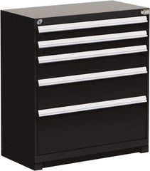 Rousseau Metal - 5 Drawer, Modular Storage Cabinet - Steel, 48" Wide x 27" Deep x 40" High, Black - USA Tool & Supply