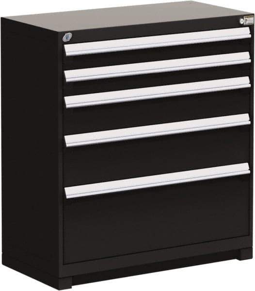 Rousseau Metal - 5 Drawer, Modular Storage Cabinet - Steel, 48" Wide x 24" Deep x 40" High, Black - USA Tool & Supply