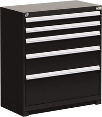 Rousseau Metal - 5 Drawer, Modular Storage Cabinet - Steel, 48" Wide x 24" Deep x 40" High, Black - USA Tool & Supply
