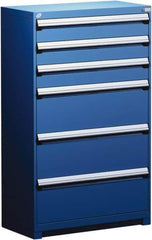 Rousseau Metal - 6 Drawer, Modular Storage Cabinet - Steel, 48" Wide x 24" Deep x 60" High, Avalanche Blue - USA Tool & Supply