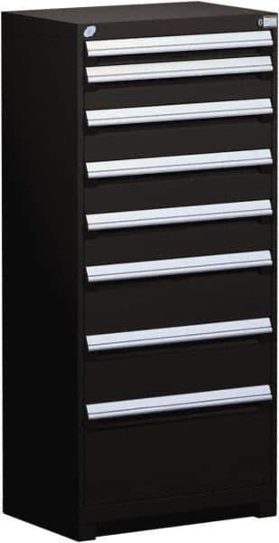 Rousseau Metal - 8 Drawer, Modular Storage Cabinet - Steel, 36" Wide x 24" Deep x 60" High, Black - USA Tool & Supply