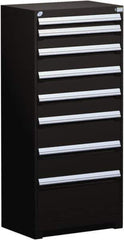 Rousseau Metal - 8 Drawer, Modular Storage Cabinet - Steel, 36" Wide x 24" Deep x 60" High, Black - USA Tool & Supply