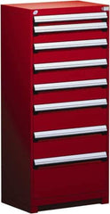 Rousseau Metal - 8 Drawer, Modular Storage Cabinet - Steel, 36" Wide x 24" Deep x 60" High, Flame Red - USA Tool & Supply
