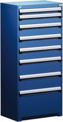 Rousseau Metal - 8 Drawer, Modular Storage Cabinet - Steel, 36" Wide x 24" Deep x 60" High, Avalanche Blue - USA Tool & Supply