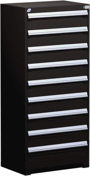 Rousseau Metal - 9 Drawer, Modular Storage Cabinet - Steel, 36" Wide x 24" Deep x 60" High, Black - USA Tool & Supply