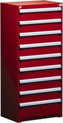 Rousseau Metal - 9 Drawer, Modular Storage Cabinet - Steel, 36" Wide x 24" Deep x 60" High, Flame Red - USA Tool & Supply