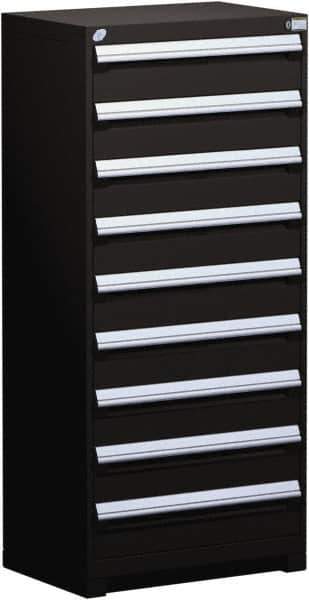 Rousseau Metal - 9 Drawer, Modular Storage Cabinet - Steel, 36" Wide x 18" Deep x 60" High, Black - USA Tool & Supply