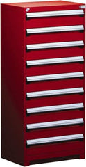 Rousseau Metal - 9 Drawer, Modular Storage Cabinet - Steel, 36" Wide x 18" Deep x 60" High, Flame Red - USA Tool & Supply