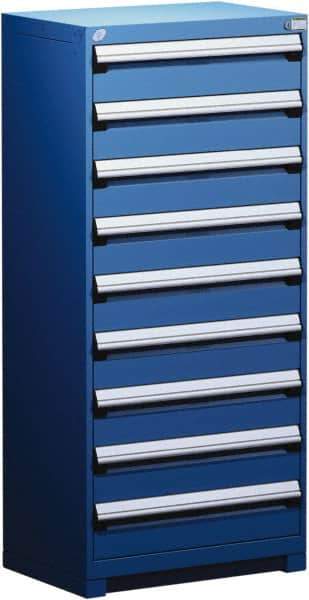 Rousseau Metal - 9 Drawer, Modular Storage Cabinet - Steel, 36" Wide x 18" Deep x 60" High, Avalanche Blue - USA Tool & Supply