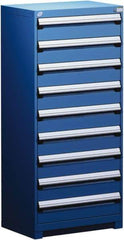 Rousseau Metal - 9 Drawer, Modular Storage Cabinet - Steel, 36" Wide x 18" Deep x 60" High, Avalanche Blue - USA Tool & Supply