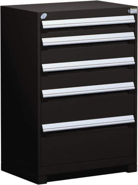 Rousseau Metal - 5 Drawer, Modular Storage Cabinet - Steel, 36" Wide x 24" Deep x 40" High, Black - USA Tool & Supply