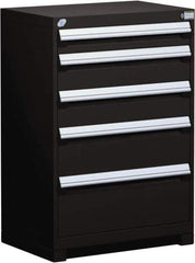 Rousseau Metal - 5 Drawer, Modular Storage Cabinet - Steel, 36" Wide x 24" Deep x 40" High, Black - USA Tool & Supply