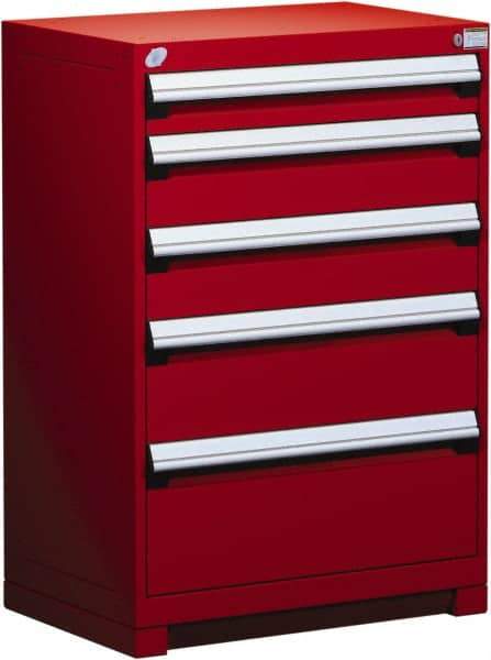 Rousseau Metal - 5 Drawer, Modular Storage Cabinet - Steel, 36" Wide x 24" Deep x 40" High, Flame Red - USA Tool & Supply