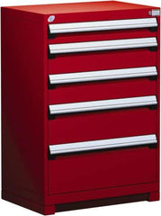 Rousseau Metal - 5 Drawer, Modular Storage Cabinet - Steel, 36" Wide x 24" Deep x 40" High, Flame Red - USA Tool & Supply