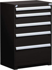 Rousseau Metal - 5 Drawer, Modular Storage Cabinet - Steel, 36" Wide x 18" Deep x 40" High, Black - USA Tool & Supply